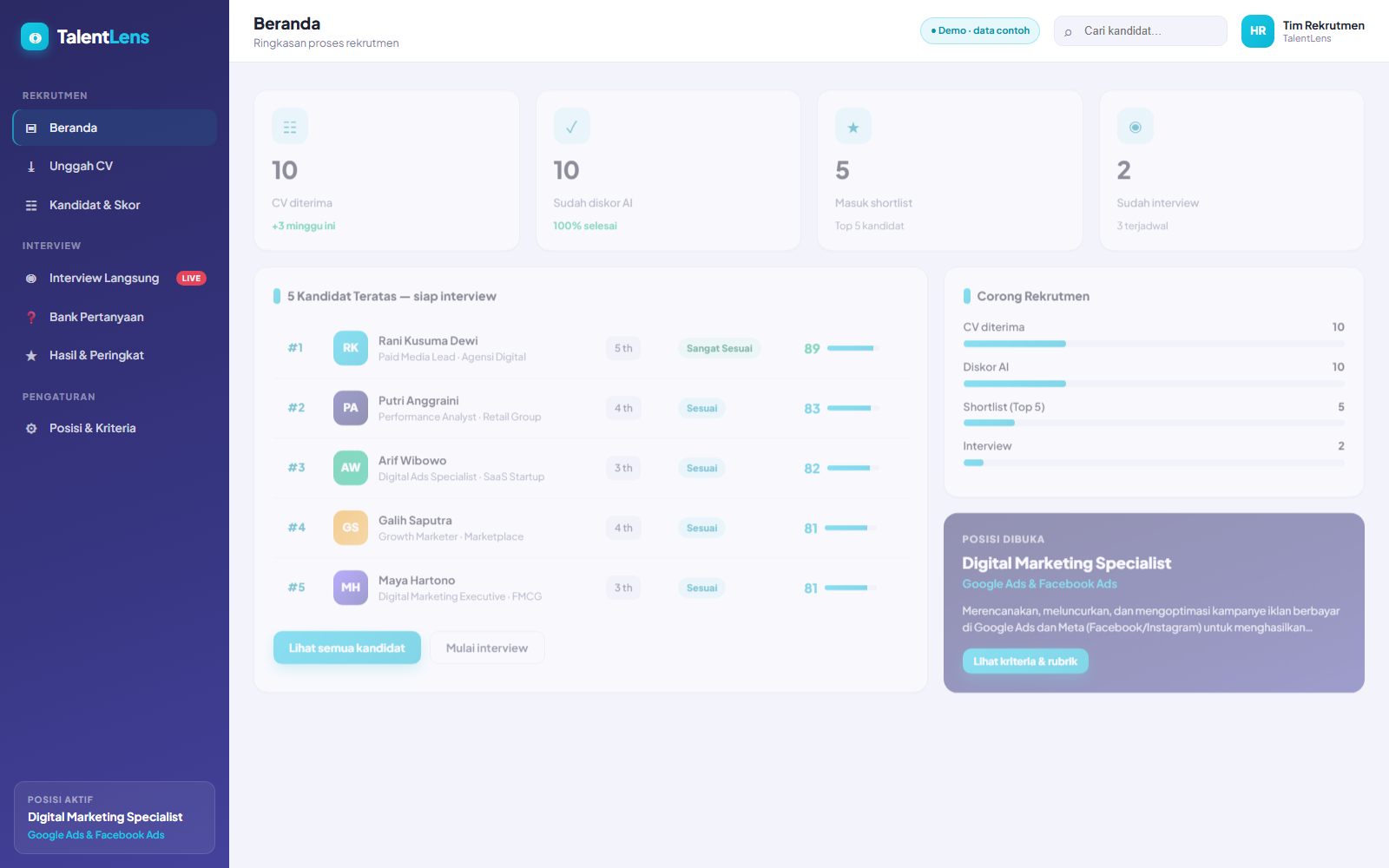 TalentLens preview